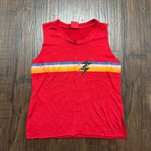 Firehouse Red Tank Top with Lightning Bolt girls m